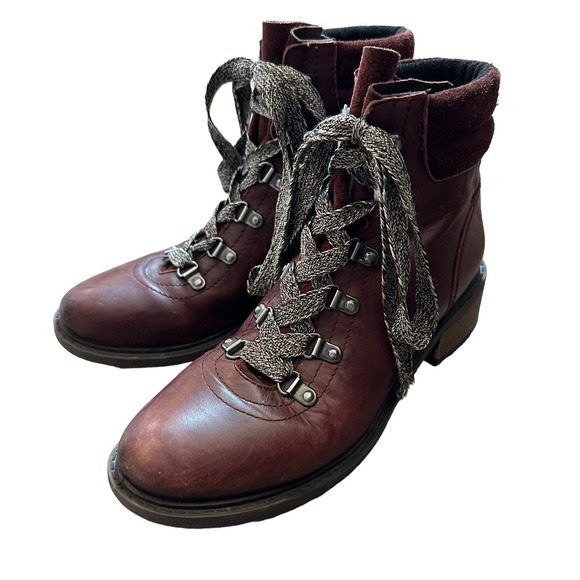 Sam Edelman | Size 7.5 Darrah Hiking Bootie Lace Up Block Heel Round Toe - Picture 3 of 13